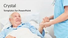  Presentation with nursing - Audience pleasing slides consisting of bedridden patient - sick senior lying in bed backdrop and a white colored foreground