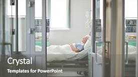  Presentation with sad woman lonely - Cool new slide deck with bedridden patient - wide shot image of doors backdrop and a gray colored foreground
