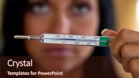  Presentation with bedridden patient - Presentation design enhanced with bedridden patient - woman holding a clinical thermometer background and a tawny brown colored foreground