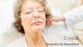  Presentation with oxygen - Slide set enhanced with bedridden senior with oxygen goggles or nasogastric tube in nursing background and a lemonade colored foreground