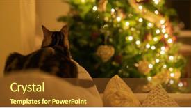  Presentation with christmas tree - Cool new PPT layouts with bedroom at home with christmas backdrop and a tawny brown colored foreground