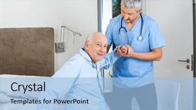  Presentation with nursing - Presentation theme featuring bedroom at nursing home background and a light blue colored foreground