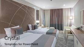  Presentation with room - PPT theme with bedroom furniture - modern hotel room with big background and a light gray colored foreground
