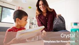  Presentation with indian mother son - Colorful theme enhanced with bedroom helping son to pack backdrop and a coral colored foreground