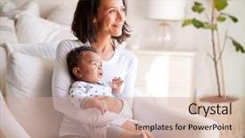  Presentation with african american baby - PPT theme consisting of bedroom holding her three month background and a coral colored foreground