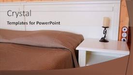  Presentation with country - Beautiful slides featuring bedroom-in-a-country-house backdrop and a coral colored foreground