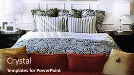  Presentation with interior design - Slides featuring bedroom interior design background and a wine colored foreground