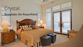  Presentation with villa - Beautiful PPT theme featuring bedroom-interior-of-luxury-villa backdrop and a light gray colored foreground