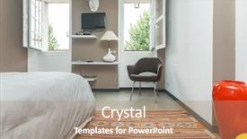  Presentation with furniture - PPT layouts with bedroom-interior-with-decorative-furniture background and a coral colored foreground