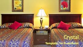  Presentation with beds - Slide deck consisting of interior with two double beds background and a tawny brown colored foreground