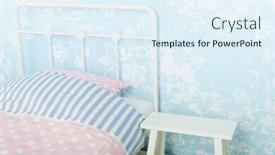  Presentation with interior - PPT theme consisting of bedroom-with-bedstead-in-blue background and a sky blue colored foreground