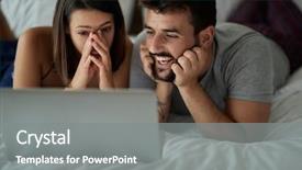  Presentation with laptop - Theme enhanced with bedroom with laptop watching movie background and a gray colored foreground