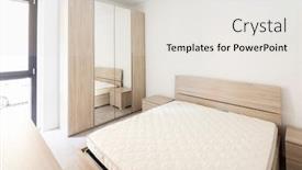  Presentation with nobody - Slide deck having bedroom with large wardrobe with mirror and nobody inside background and a light gray colored foreground