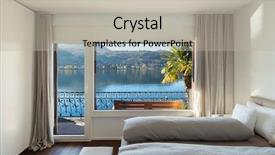  Presentation with house window - Beautiful PPT theme featuring bedroom with large window view backdrop and a light gray colored foreground