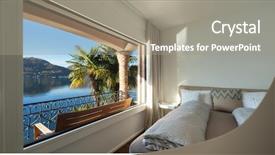  Presentation with window rock - Slide set having bedroom with large window view background and a gray colored foreground