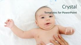  Presentation with mother and baby - Cool new slide deck with bedroom with mother having excercise backdrop and a sky blue colored foreground