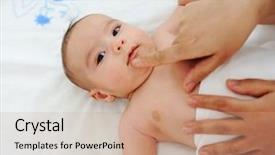  Presentation with mother baby and nurse - Colorful presentation design enhanced with bedroom with mother having excercise backdrop and a coral colored foreground