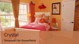  Presentation with child development stages - PPT theme having interior design bedrrom - beautifully decorated child's bedroom background and a coral colored foreground