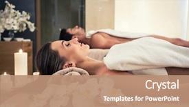  Presentation with beds - Slide deck enhanced with beds at asian luxury spa background and a coral colored foreground