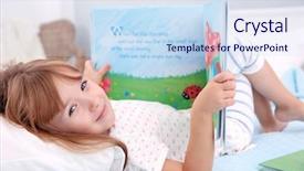 Presentation with girl reading - Amazing presentation theme having bedtime - little cute girl reading book backdrop and a sky blue colored foreground