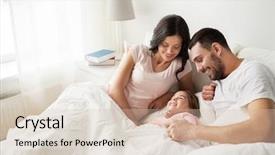  Presentation with family - PPT theme consisting of bedtime - people family and morning concept background and a soft green colored foreground