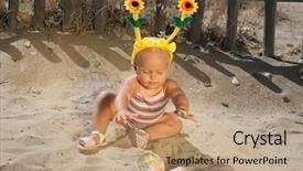  Presentation with bee - Slides enhanced with bee baby girl playing with a ball background and a coral colored foreground
