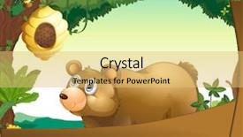  Presentation with brown bear - Cool new slides with bee cartoon - illustration of a big brown backdrop and a yellow colored foreground