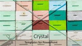  Presentation with honeycomb - Colorful presentation theme enhanced with bee hives - closeup of multicolored honeycomb crates backdrop and a mint green colored foreground