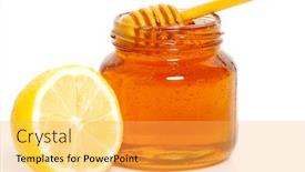  Presentation with honey bee - Presentation theme enhanced with bee-honey-in-a-glass background and a yellow colored foreground