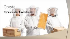  Presentation with honeycomb - Presentation theme with bee-keepers-holding-a-honeycomb background and a white colored foreground