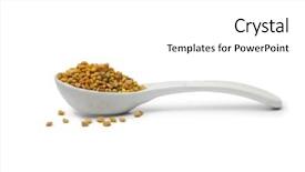  Presentation with pollen - Colorful PPT theme enhanced with stack of new baby clothes on wooden table backdrop and a light blue colored foreground.