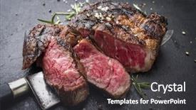  Presentation with wagyu - PPT layouts with beef - barbecue aged wagyu rib eye background and a dark gray colored foreground