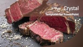  Presentation with dry eye - Slide deck consisting of beef - barbecue dry aged wagyu rib background and a tawny brown colored foreground