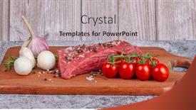  Presentation with cardboard or brown board paper - PPT theme having beef-and-vegetables-on-brown background and a light gray colored foreground