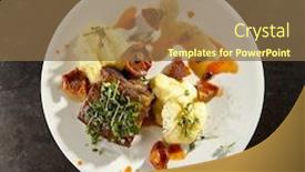  Presentation with food white - Colorful presentation theme enhanced with beef-brisket-and-mashed-potato backdrop and a tawny brown colored foreground