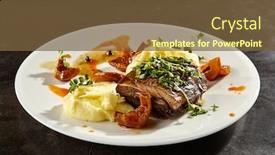  Presentation with food white - Audience pleasing presentation design consisting of beef-brisket-and-mashed-potato backdrop and a tawny brown colored foreground