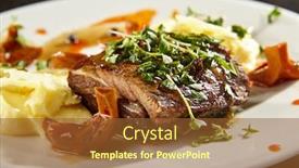  Presentation with food white - Audience pleasing PPT theme consisting of beef-brisket-and-mashed-potato backdrop and a tawny brown colored foreground