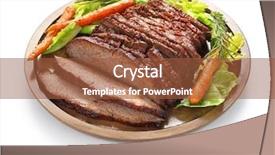  Presentation with barbecue - Presentation consisting of beef brisket isolated on white background and a tawny brown colored foreground