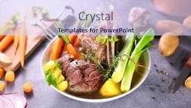  Presentation with hydroponics vegetables hydroponic vegetable - Slide set featuring beef-broth-and-vegetables-pot background and a sky blue colored foreground