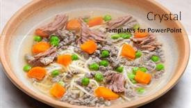  Presentation with peas - Presentation with beef-broth-with-green-peas background and a coral colored foreground