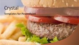  Presentation with sesame seed - Theme with no junk foods - beef burger in a sesame background and a coral colored foreground