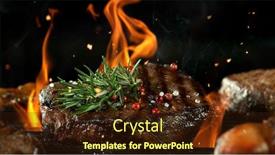  Presentation with meat beef - Audience pleasing theme consisting of beef-burger-steak-on-grill backdrop and a wine colored foreground