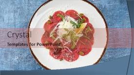  Presentation with lemon - PPT layouts featuring beef-carpaccio-with-lemon background and a coral colored foreground