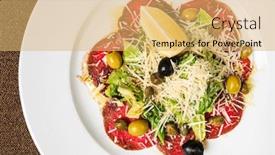  Presentation with beef - Cool new slide set with beef carpaccio with parmesan and lemon backdrop and a yellow colored foreground