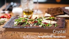  Presentation with modern food - Amazing PPT layouts having beef-carpaccio-with-pepper-rucola backdrop and a red colored foreground