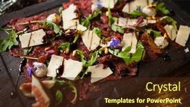  Presentation with italian cuisine - Presentation design enhanced with beef-carpaccio-with-pepper-rucola background and a wine colored foreground