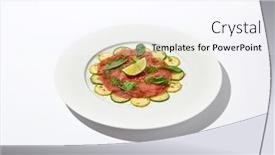  Presentation with meat beef - Slide deck consisting of beef-carpaccio-with-zucchini background and a sky blue colored foreground