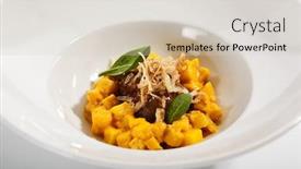  Presentation with main course - Beautiful presentation theme featuring beef-cheek-with-baked-celery backdrop and a lemonade colored foreground