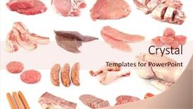  Presentation with meat - Cool new presentation theme with chicken bone - meat collection isolated on white backdrop and a lemonade colored foreground