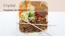  Presentation with food chicken - Slides consisting of beef-chicken-vegetables-fast-food background and a yellow colored foreground